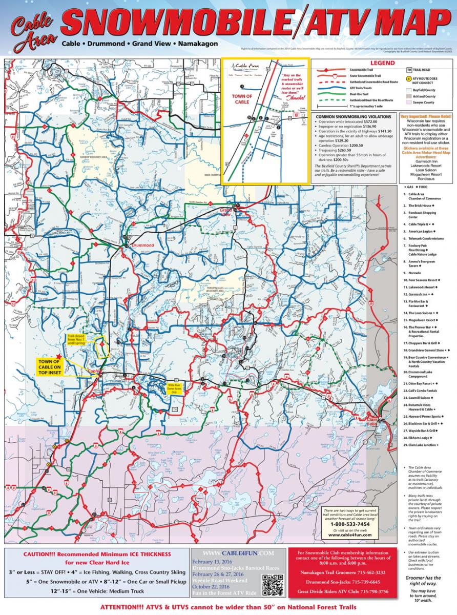 Wisconsin Atv Road Routes Map Atv Utv Trails Cable Area Chamber Of Commerce