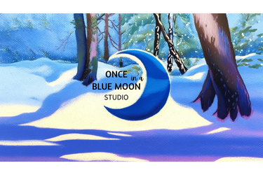 logo once in a blue moon studio